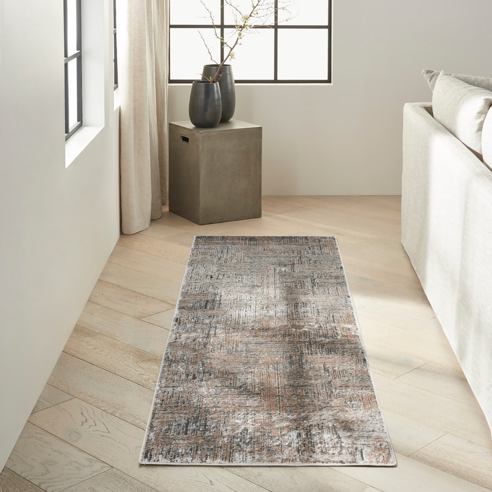 Calvin Klein IRR01 CK024 Irradiant Linear Runner Rug in Black Ivory